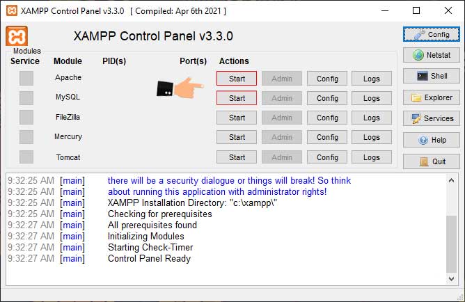 مرحله ۱ اجرای XAMPP و تست اتصال موفق
