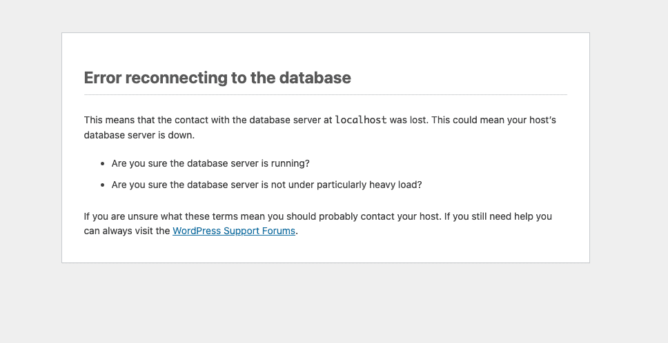 خطای اتصال به پایگاه داده (Error Establishing a Database Connection)